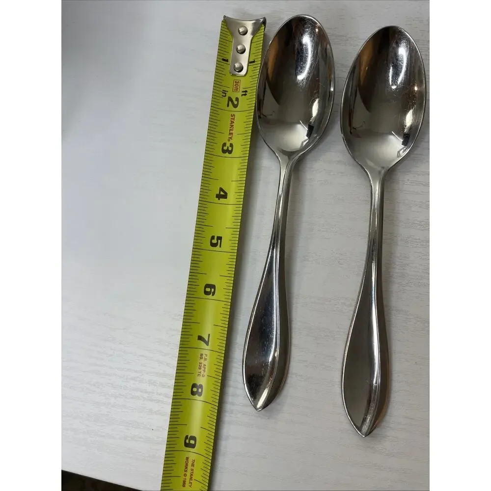 Lot of 8 Cuisinart Carbay Stainless Oval Soup Place Spoons Replacement Flatware